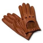 Leather Driving Gloves – Breathable Perforated Goat Leather Sports Car Gloves with Snap Closure