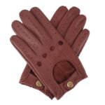 Leather Driving Gloves – Breathable Perforated Goat Leather Sports Car Gloves with Snap Closure